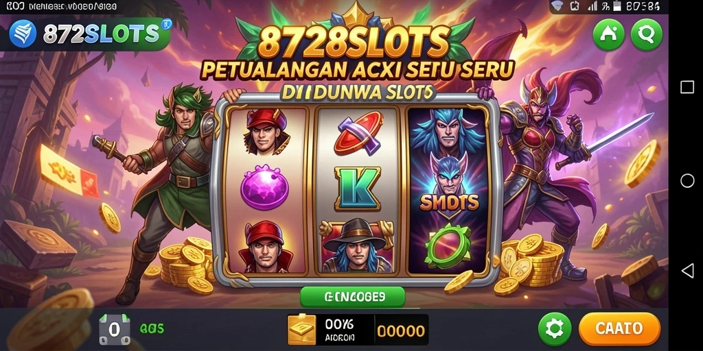 Screenshot gameplay 8728SLOTS menunjukkan momen mendebarkan saat menang.