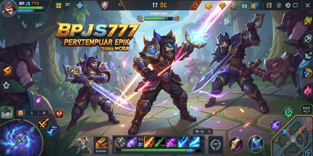 Tampilan gameplay seru dalam BPJS777 yang menampilkan karakter bertarung.
