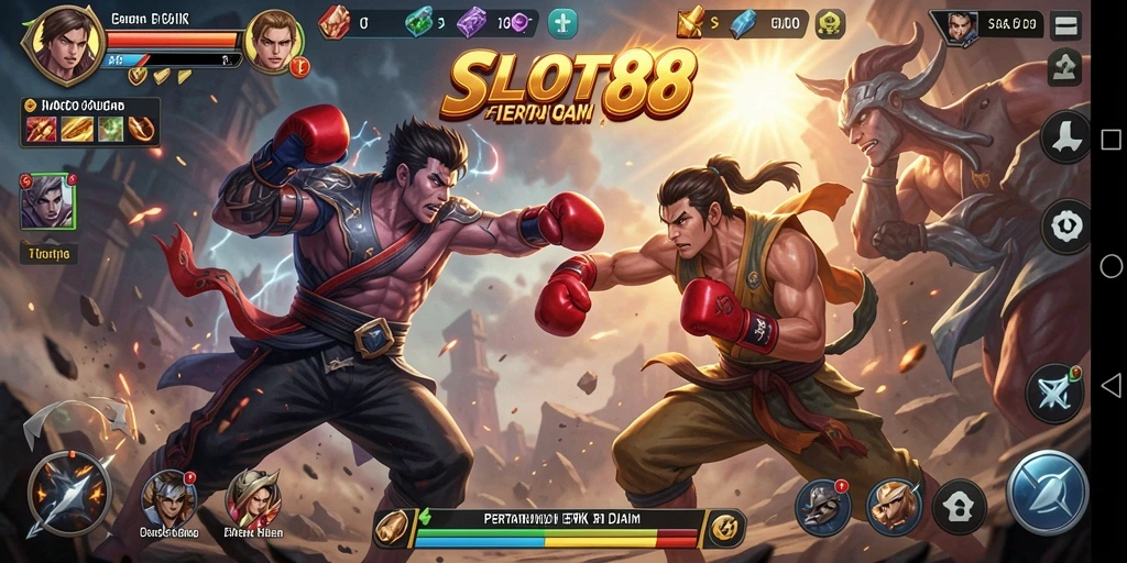 Tampilan aksi mendebarkan dalam gameplay <strong>SLOT88</strong>.