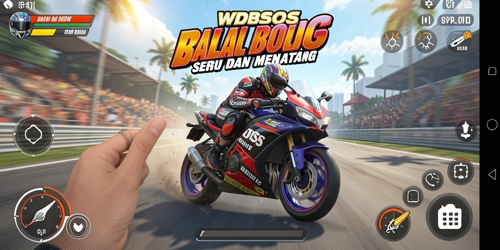 Tampilan gameplay balap motor yang seru di WDBOS.